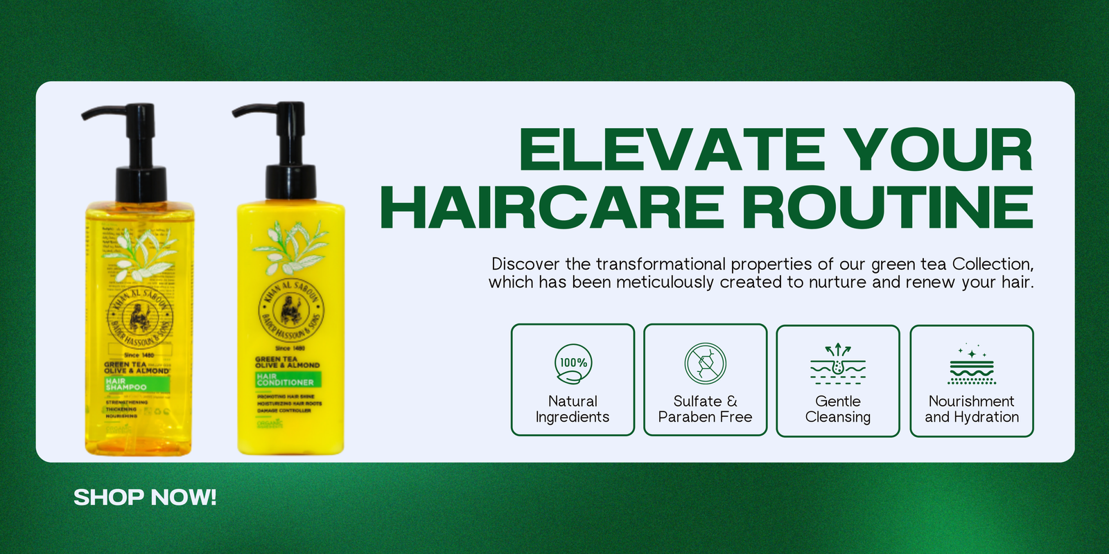 Green Bold Rounded Shampoo Product Advertisement Landscape Banner