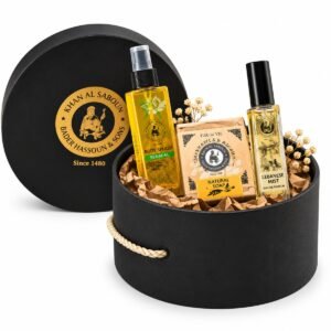 Khan Al Saboun Medium Round Box Black Gift Set