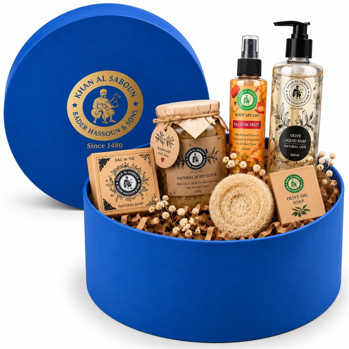 Khan Al Saboun Large Round Box Blue Gift Set