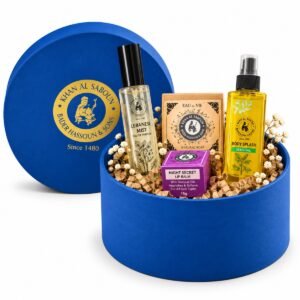 Khan Al Saboun Medium Round Box Blue Gift Set