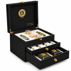 Khan Al Saboun Black Luxurious Box 3 Drawers Gift Set