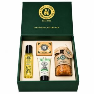 Khan Al Saboun Magnetic Wood Box Green Lavender Gift Set