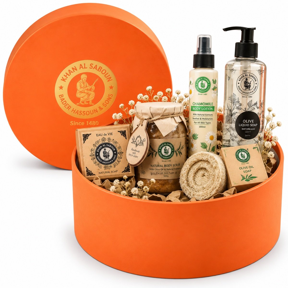 Khan Al Saboun Large Round Box Orange Gift Set