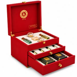 Khan Al Saboun Red Luxurious Box 3 Drawers Gift Set
